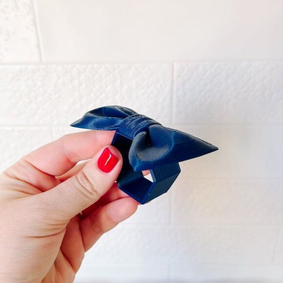 Stylish Bow Napkin Rings – Navy Blue - Handmade - Wedding Party Event Planner - Picture 2 of 13